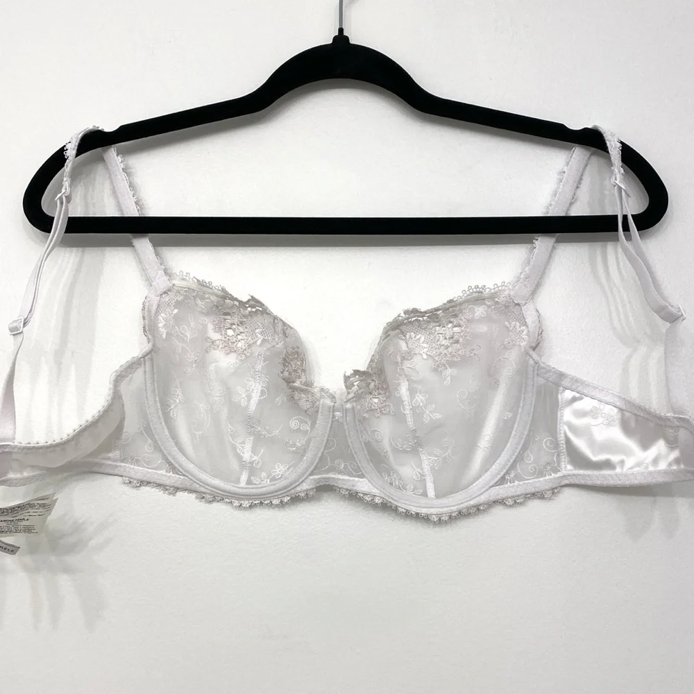Simone Pérèle Wish Demi Bra 32E Crystal White Embroidered Underwire Bridal - Picture 9 of 15